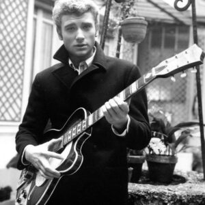 Affiche de Johnny Hallyday à la guitare en 1963