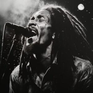 Affiche noir et blanc de Bob Marley