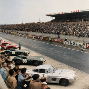 Affiche Porsche 910 - Au Départ des 24 heures du Mans en 1967 Affiche 24 heures du Mans 1956